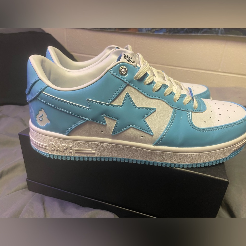 Bapesta Sax Blue Patent Leather Size 10.5